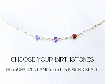 Mothers day gift, Family Birthstone Necklace in Gold or Silver, Mothers Day Gift