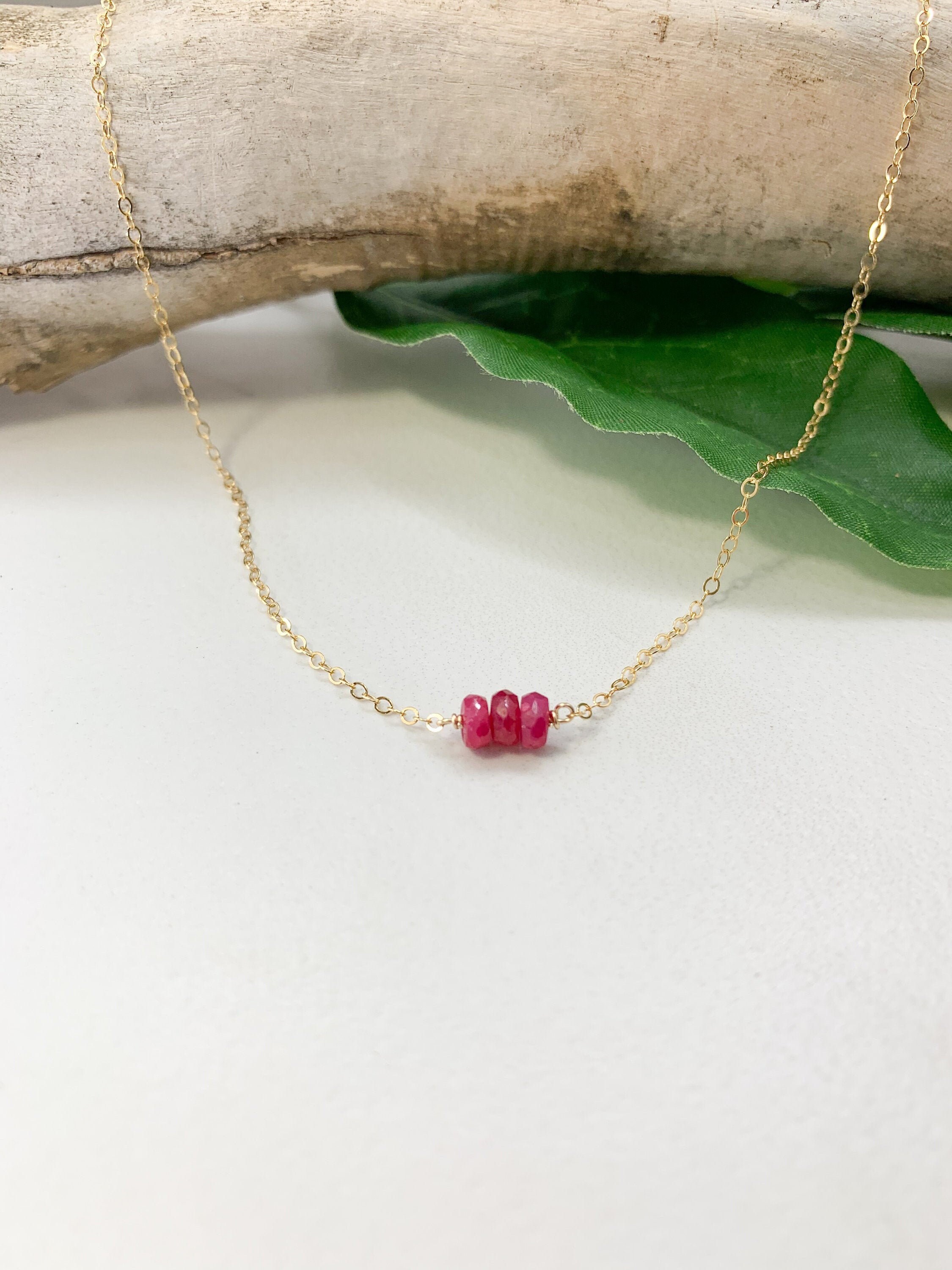 Real Ruby Necklace on Delicate 14k Gold Filled or Sterling Etsy