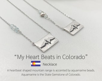 Colorado Necklace in Silver with Aquamarine,  Graduation Gift