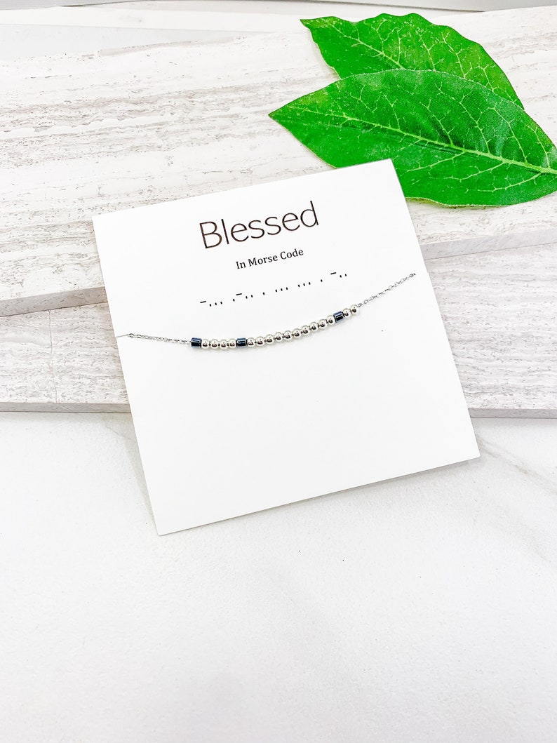 Meaningful Necklace Gift for Wife Blessed in Morse Code Necklace in Silver