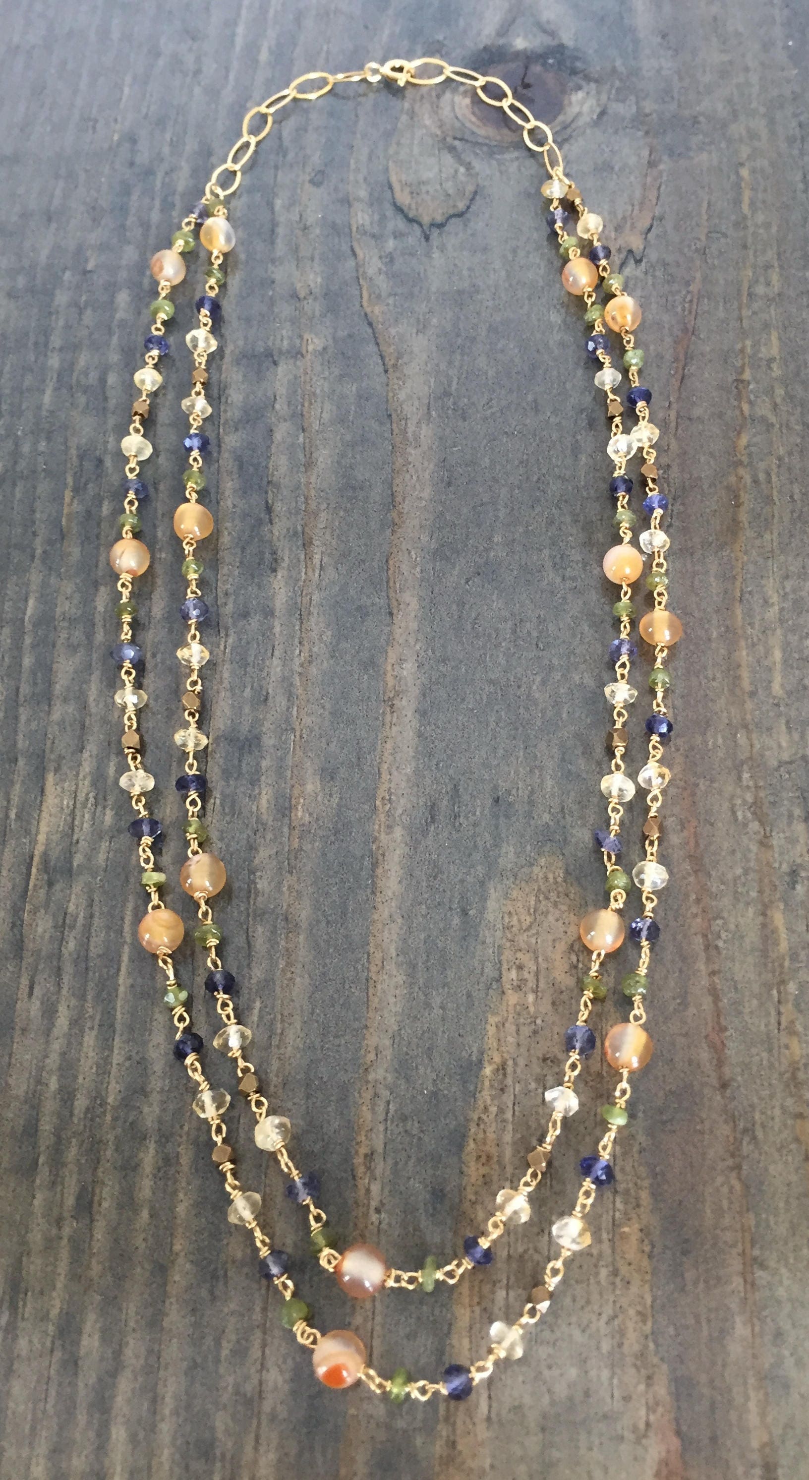 2 gemstone necklace Clearance