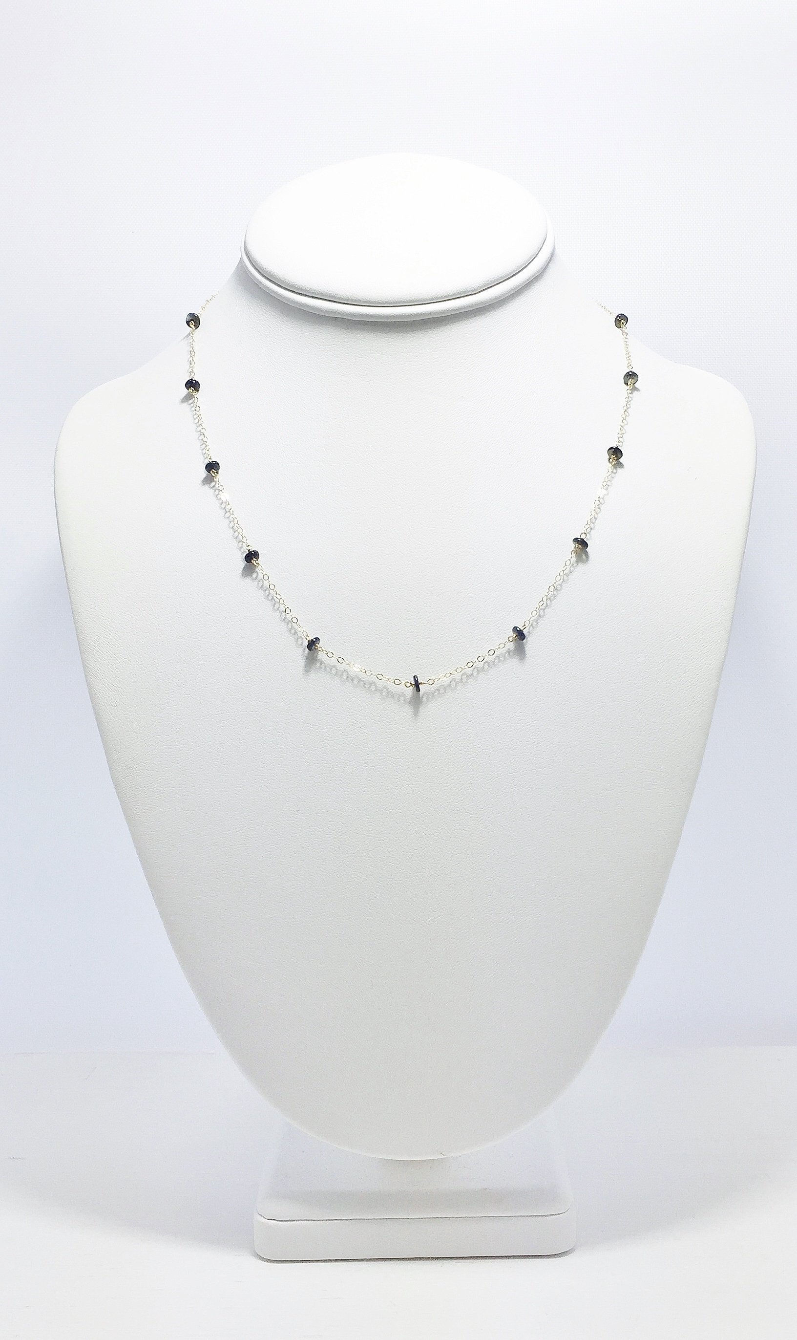 Black Opal Station Necklace October Birthstone Jewelry Black Etsy