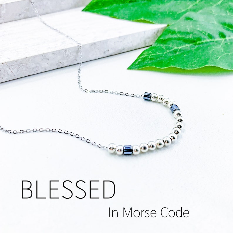 Meaningful Necklace Gift for Wife Blessed in Morse Code Necklace in Silver