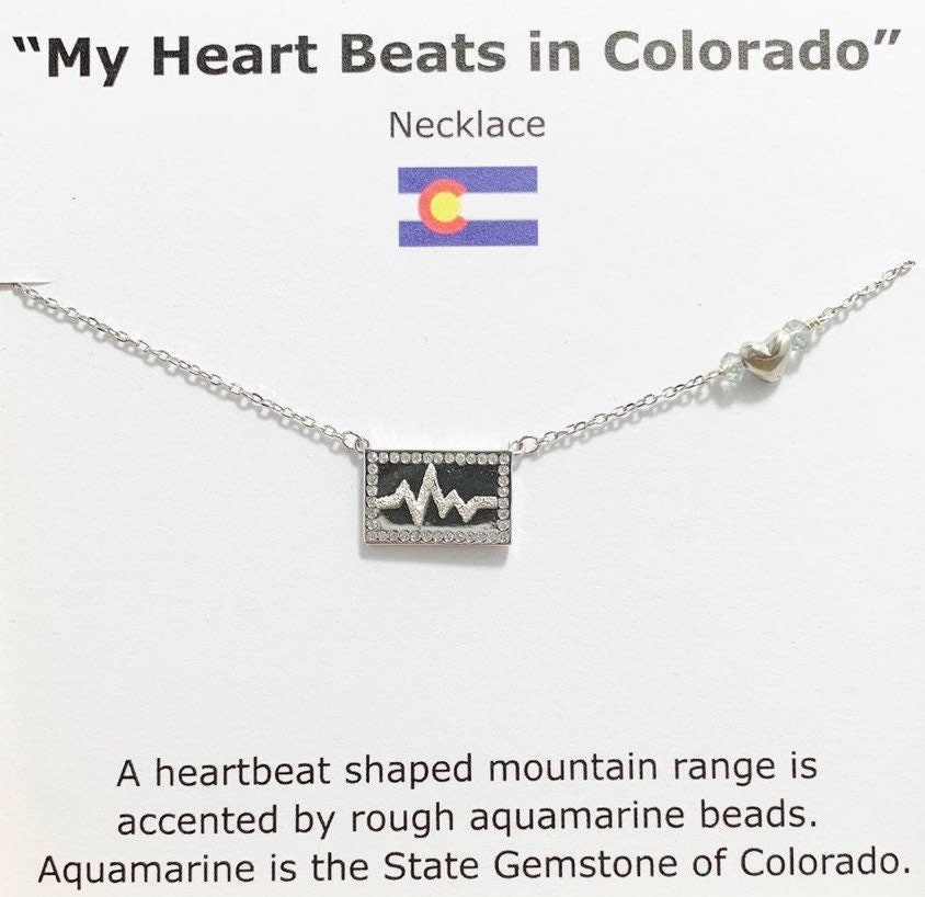 Colorado Necklace, Silver Mountain Jewelry, Colorado State Pendant