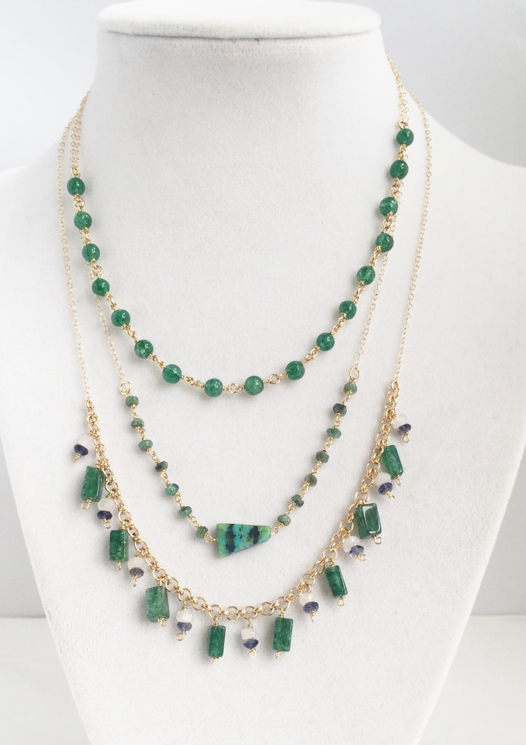 Green Gemstone Choker Gold Choker Gemstone Choker Emerald Green