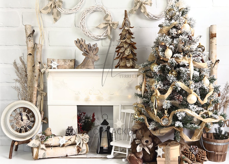 Rustic Christmas Backdrop on Glare Free Vinyl 7/' wide by 5/'