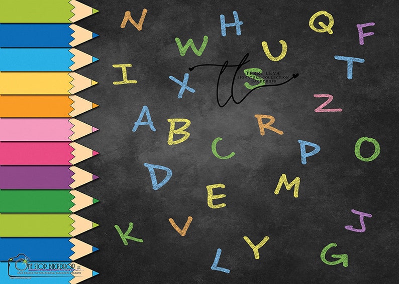 Back to School Chalkboard Backdrop TL1145 on Glare Free Vinyl 7/' wide by 5/' tall