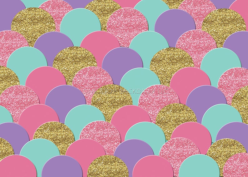 Mermaid Scales Backdrop CF0041 onGlare Free Vinyl 7/' wide by 5/' tall
