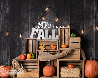 Fall Harvest Crates  Backdrop SZ0171 Vinyl 7' wide by 5' tall.