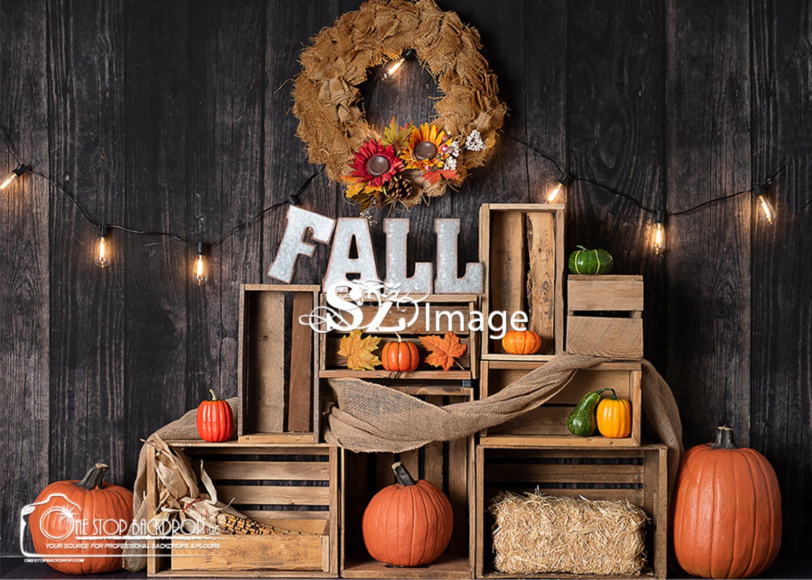 Fall Harvest Crates With Wreath Backdrop SZ0173 Vinyl 7’ - Etsy