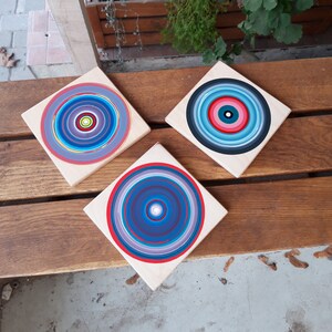 Wood Wall Art Original Artworkabstract Paintingsset Of 4 Etsy