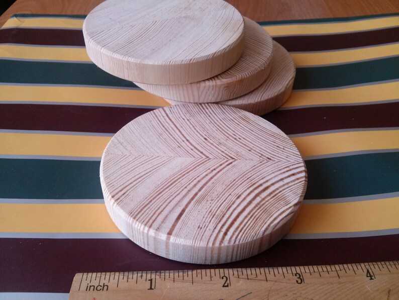 4 Pcs Wood Circles Round Wooden Coasters BIG Wooden Coaster Etsy