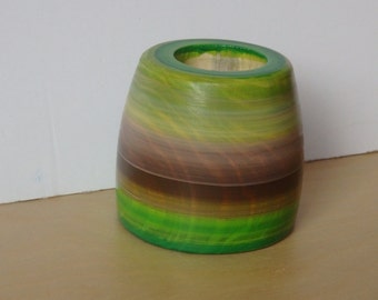 Colorful wooden candlestick,Hand painted wooden candlestick,Candles holder,Handmade,Green and brown colors, Sconce 1candle, Home decor