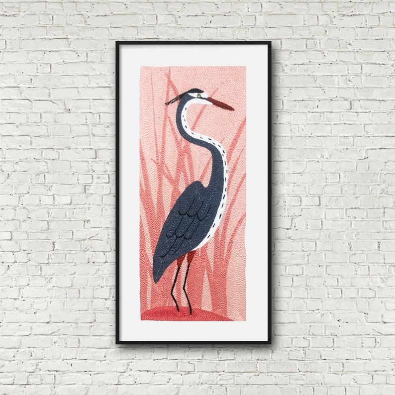 Downloadable Digital Ultra Punch Needle Pattern of Great Blue Heron image 1