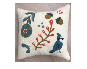 Bluejay Pillow Downloadable Digital Punch Needle Pattern