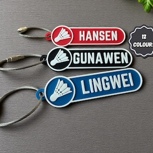 Personalised Badminton Keyring – Custom Name Keychain for Player, Coach, Team, End of Season Gift, Sports Bag Tag, Badminton Accessory
