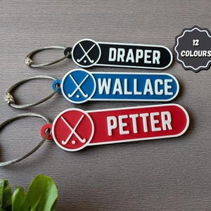 Porte-clés de hockey personnalisé - Porte-clés personnalisé pour joueur, entraîneur, équipe, cadeau de fin de saison, étiquette de sac de sport, accessoires de hockey