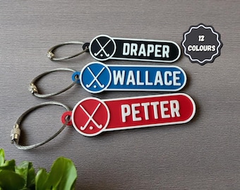 Portachiavi da hockey personalizzato: portachiavi con nome personalizzato per giocatore, allenatore, squadra, regalo di fine stagione, etichetta per borsa sportiva, accessori per hockey