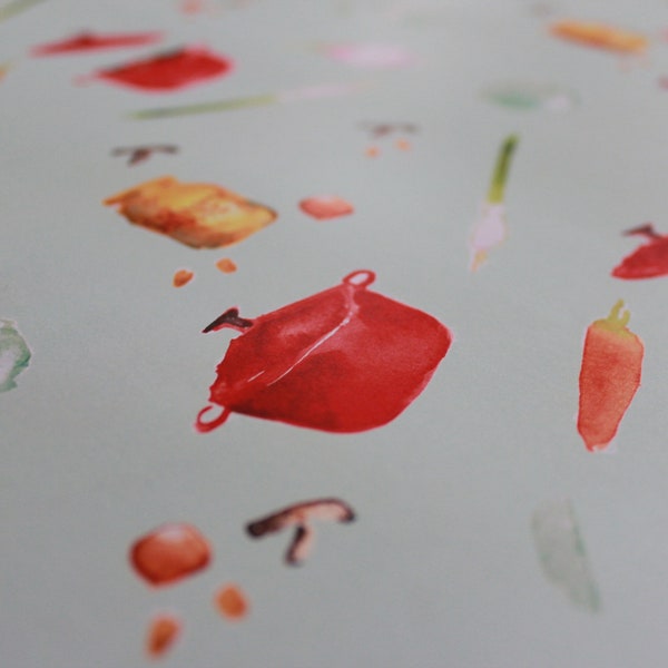 dutch oven gift wrap: korean foodie print (le creuset, veggie print, kalbi jjim, galbi jjim, korean bbq, instapot, 갈비찜 )