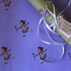 Papel de presente bailarina (conjunto de 3 folhas) - fadas açucaradas e patinadores no gelo
