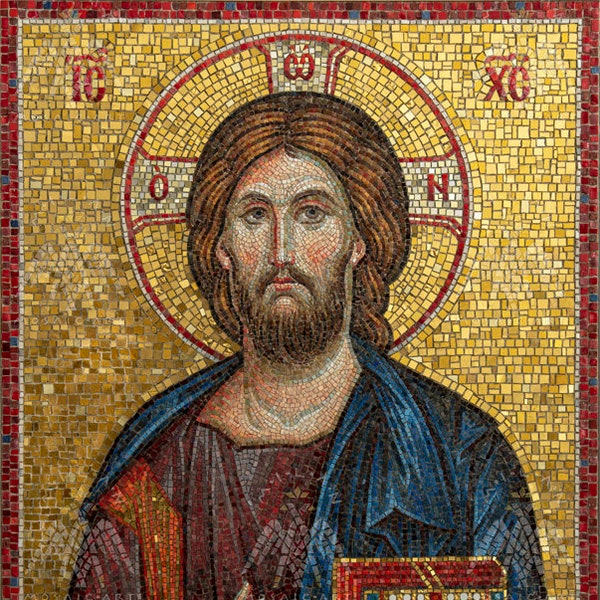 Christ Pantocrator Mosaic - Bust, printable, Holiday cards, instant download
