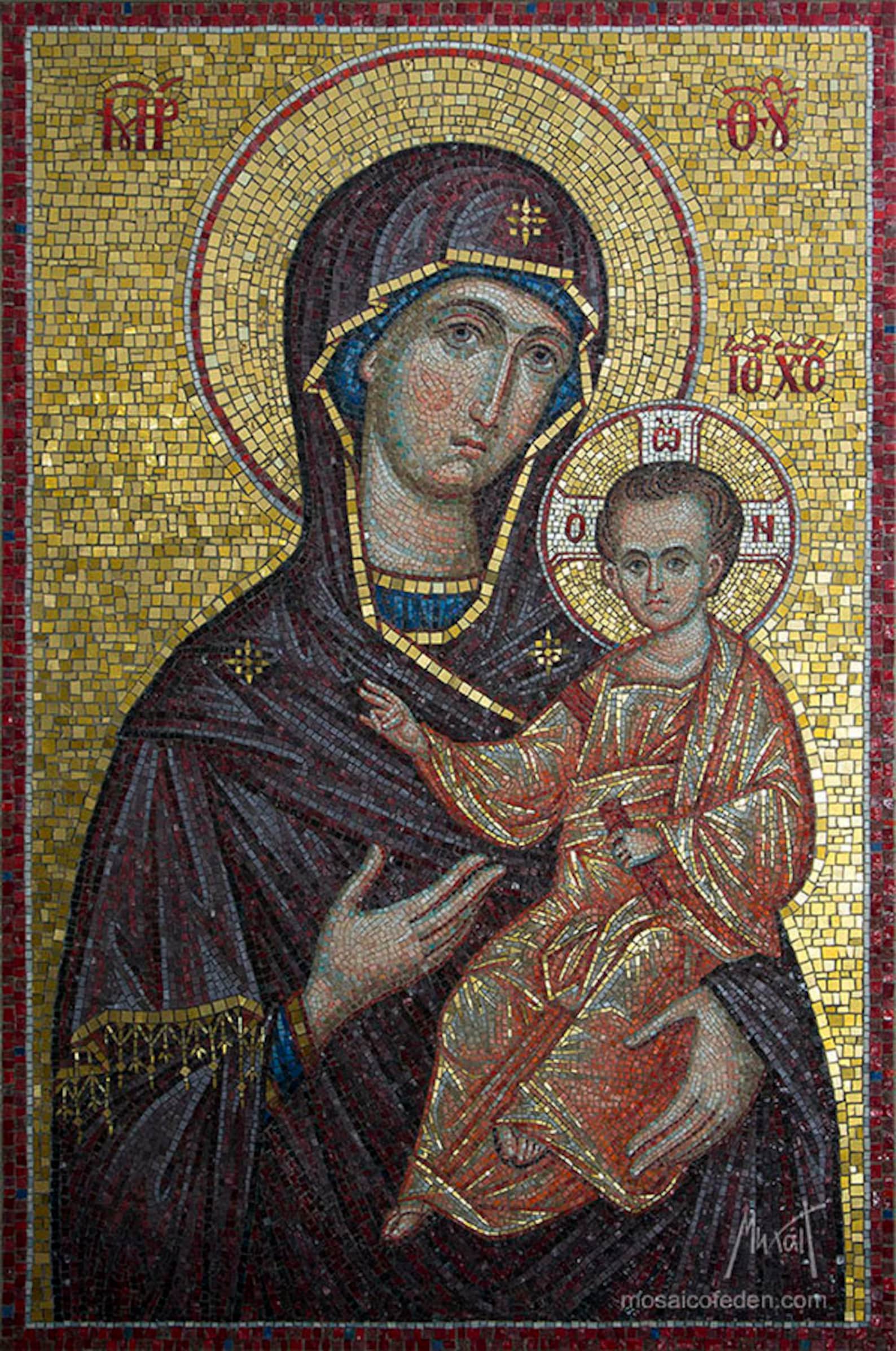 Theotokos with Christ mosaic Icon Etsy