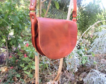 Crossbody or shoulder leather bag for women Leather saddle bag Handmade in Greece