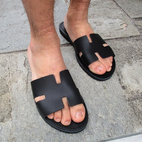 Slide Sandals Men's Greek Leather Sandals Slip on - Etsy Australia