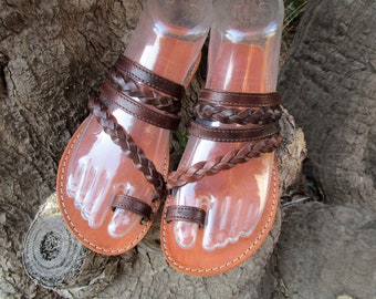 Multi-Strap Sandals, Women's Greek Leather Sandals, Handmade Strappy Sandals, Real Leather Sandals, Elegant Braided Strap Sandals