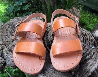 Children's Handmade Greek Leather Slingback Sandals