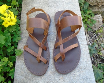 Men's Greek Leather Sandals, Handmade Sandals, Real Leather Sandals, Multistrap Sandals