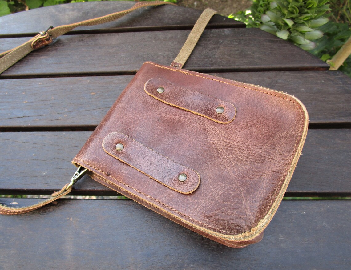 Handmade Greek Leather Bag Small Unisex Bag with Belt Loop Etsy
