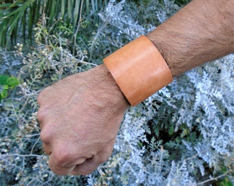 Handmade Leather Cuff Bracelet, Greek Leather Wristband with Buckles, Wide Adjustable Wrist Cuff
