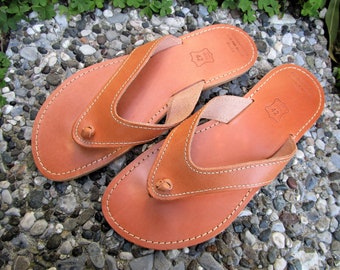 Herren Handgefertigte Griechische Leder Flip Flop Tanga Sandalen