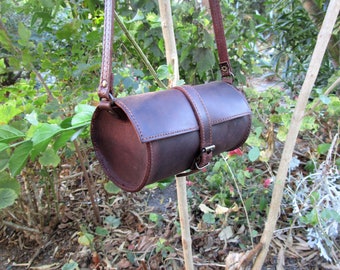 Mini Barrel Bag, Handmade Greek Leather Bag, Small Crossbody Bag, Real  Leather Purse, Cylinder Purse, Mini Bag