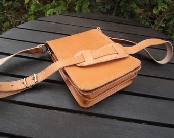 Men's Messenger Bag, Handmade Greek Leather Bag, Vertical Shoulder Bag, Classic Real Leather Bag, Full Flap Cross Body Bag