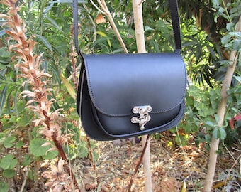Handmade Greek Leather Bag, Crossbody Bag, Women's Saddle Bag, Classic Shoulder Bag, Real Leather Purse