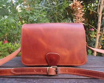 Handmade Greek Leather Bag, Crossbody Bag, Women's Shoulder Bag, Classic Leather Purse, Full Flap Saddle Bag