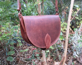 Small Crossbody Bag, Women's Saddle Bag, Handmade Greek Leather Purse, Mini Bag, Full Flap Shoulder Bag