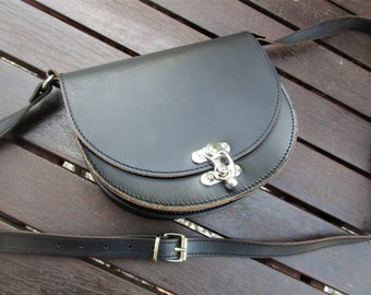 Crossbody Bag, Greek Leather Bag, Handmade Purse, Women's Saddle Bag, Classic Shoulder Bag, Four Colors Available