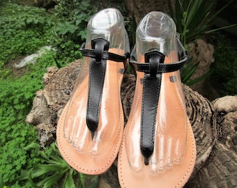 T-Strap Sandals, Greek Leather Sandals, Women's Handmade Thong Sandals, Real Leather Ankle Strap Sandals, Elegant Upscale Sandals