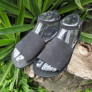 Nubuck Sandals, Women&#39;s Greek Leather Sandals, Ankle Strap Sandals in Light Brown & Black, Handmade Sandals, Real Leather Sandals