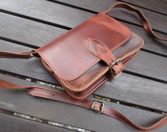 Women's Small Saddle Bag, Handmade Greek Leather Bag, Real Leather Purse, Shoulder Bag, Crossbody Bag