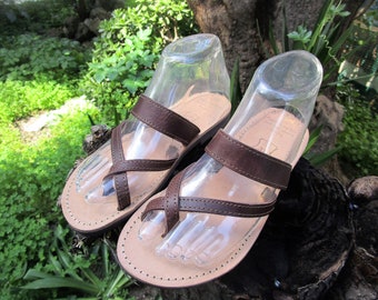 Women's Handmade Greek Leather Sandals with Cushioned Insole Option, Cross Toe Strap Sandals, Real Leather Sandals