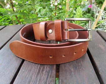 Handmade Greek Leather Belt, Classic Leather Belt, 4cm (1.5") Wide Belt, Real Leather Belt