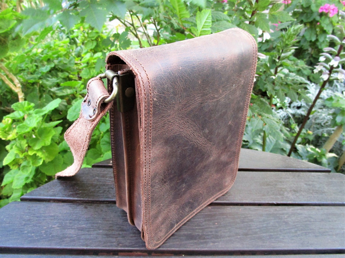 Men's Messenger Bag Handmade Greek Leather Bag Vertical Etsy