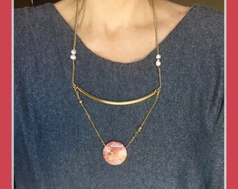 Brass and jasper statement necklace