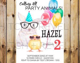 Petting Zoo Animal Birthday Party Invitation | Petting Zoo Birthday invitation | Kids Birthday Invitation | Bunny Rabbit | Baby Chick