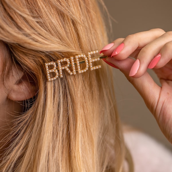 Pearl BRIDE Bobby Pin, Bride Hair Slide, Pearl Bride Hair Slide, Sparkly Bride Bobby Pin, Pearly Bride Hair Slide