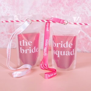 Celebrate in Style: Bride Squad Hen Party Drinks Pouch Set | Includes Matching Lanyard and Paper Straw